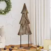 Image de Sapin de Noël avec support Marron 121 cm Bois de teck solide