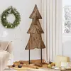 Image de Sapin de Noël avec support Marron 151 cm Bois de teck solide