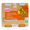 Image de BABYBIO Repas du Midi - Petits pots Pomme de terre du Centre-Val de Loire, Carotte, Veau Fermier de Nouvelle-Aquitaine 2x200g dès 8 mois
