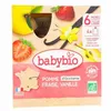 Image de BABYBIO Fruits - Gourde pomme, fraise, vanille dès 6 mois 4x90g
