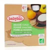Image de BABYBIO Desserts Végétaux - Gourdes Brassé coco, pomme d'Aquitaine et poire de Provence 4x85g dès 6mois