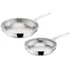 Image de Ensemble de poêles à frire Lagostina La Prima   2 pièces en acier inoxydable   24 et 26 cm   Convient pour l'induction et toutes les sources de chaleur