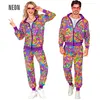 Image de Costume Hippie Flower Power Fluo - Adulte