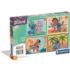 Image de Puzzle 4 en 1 Stitch, Pour enfants a partir de 3 ans, Theme dessins animés, CLEMENTONI - Neuf