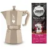 Image de Cafetière italienne Bialetti Moka Exclusive Induction 6 tasses Aluminium induction + 250 g Pregiato Sable - Neuf