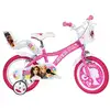 Image de Vélo enfant 16 pouces DINO BIKES SPA Barbie blanc et rose, cadre acier, freins avant/arrière, garde-chaîne, selle et guidon réglables - Neuf