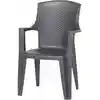 Image de Fauteuil empilable Eden anthracite Entièrement plastique, monobloc, empilable, dossier aspect tressé