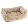 Image de Lit Chiens et Chats Couchage CHESTER 60, avec Coussin Double-face, Tweed et Velours, Lavable, Beige en occasion ou reconditionné