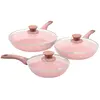 Image de Lot de 3 casseroles avec couvercle Bisetti Stonerose Granit rose 20, 24 et 28 cm