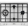 Image de Table de cuisson à gaz encastrable en acier inoxydable Smeg P261XGH 4 brûleurs