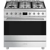 Image de Smeg C9gmx2 90x60 Inox Table Gaz 6 Brûleurs Et Four Électrique Multifonction 115 L Vapor Clean