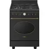 Image de Smeg Coloniale CO60GMAN2, Cuisinière autonome, Noir, Commandes rotatives, Finition dorée, Commandes analogiques, Gaz