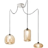 Image de Lustre suspendu Fiona LED en métal et verre soufflé ambré 3496-47-125 Fabas Luce