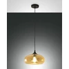 Image de Suspension Ela 27 cm en métal et verre soufflé ambré, douille E27, design moderne et élégant pour l'éclairage intérieur