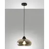 Image de Suspension Ela 27 cm en métal et verre soufflé fumé, douille E27, design moderne et élégant pour l'éclairage intérieur