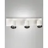 Image de Spot Modo Modern à 3 lumières en aluminium moulé blanc, structure réglable, douille GU10, max 35W, éclairage intérieur élégant et fonctionnel.