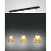 Image de Suspension Gisella En Verre Soufflé Ambré Avec Structure Métallique, Douille E27 3x60w, Design Élégant Pour Une Utilisation Intérieure, Ip20