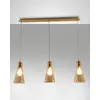 Image de Suspension Dafne en métal et verre soufflé, couleur ambre, 3 lumières, E27 40W - Design élégant pour intérieurs contemporains et raffinés