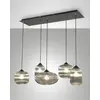 Image de Suspension Gillis en métal et verre soufflé fumé 5 x E27 40 W 90 x 25 x 200 cm - Design élégant pour intérieurs modernes et raffinés