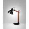 Image de Lampe de table Sveva en métal et bois noir/noyer, douille E27, design élégant, idéale pour l'éclairage intérieur, 230 V, classe II