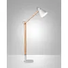 Image de Lampadaire Sveva en métal et bois de frêne, hauteur réglable jusqu'à 180 cm, douille E27, design moderne et élégant pour l'éclairage intérieur