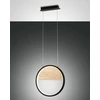 Image de Suspension LED Pierre 29 W Ø 400 mm, structure en métal noir et bois, lumière chaude 3000 K, intensité réglable, design moderne et raffiné.