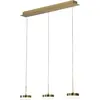 Image de Suspension Fabas Luce Dunk 3 lumières - LED 24W dimmable - Laiton satiné Design linéaire