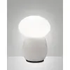Image de Lampe de table Freddy en verre soufflé blanc, douille E27 40W, interrupteur intégré, design élégant et moderne - Collection Freddy