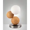 Image de Lampe De Table Micky 23 Cm En Métal, Bois Et Verre Soufflé, Coloris Chêne, Variateur Tactile, Ampoule G9 20 W Incluse - Micky