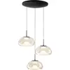 Image de Brena - Suspension Fabas Luce 3 lumières circulaire - LED 30W dimmable - Cognac Rosace ronde d.35cm