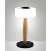 Image de Lampe de table LED Elea 8W 860lm 3000K, structure en métal, bois et verre soufflé, réglage tactile de la lumière, couleur noire - Elea