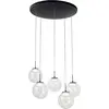 Image de Ariel - Suspension Circulaire Fabas Luce 5 Lumières - Led 35W Dimmable - Rosace Ronde Transparente D.50Cm