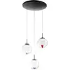 Image de Ariel - Suspension circulaire 3 lumières avec formes Fabas Luce - LED 21W dimmable - Rosace ronde transparente d.35cm