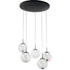 Image de Ariel - Suspension circulaire 5 lumières avec formes Fabas Luce - LED 35W dimmable - Rosace ronde transparente d.50cm