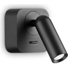 Image de Applique murale moderne   leds Bean Square Metal Black 3W 3000K Warm Light