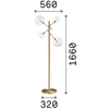 Image de Equinoxe Lampadaire Contemporain Métal Laiton 4 Lumières 2W 3000K Lumière Chaude