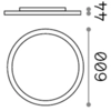 Image de Plafonnier moderne Fly Slim Aluminium-Plastic Blanc Led 53W 4000K D60Cm