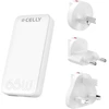 Image de Celly TCTRAVELUNI65W - Chargeur universel fr Chargeur de voyage, charge rapide avec technologie GaN, multiprise peu encombrante, prises USB-C et USB-A, adaptateur universel EU/UK/AUS/US.