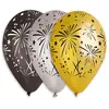 Image de 50 Ballons Feu d'artifice - 33 Cm - Argent, DorÃ© et Noir