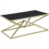 Image de Table Basse Pyramidale, Métal Doré Et Verre Trempé Noir, Style Glamour, 110 X 60 X 45 Cm - Mobilier De Luxe