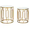 Image de Ensemble De 2 Tables Basses Tory Marble - Structure Plaquée Or Et Plateau En Marbre Blanc, Ø 46 X 55-39 X 48 Cm - Collection Style Parent, Référence 940