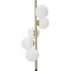 Image de Lampadaire Glamy Dark À 5 Lumières - Lampadaire Minimaliste En Métal Doré Et Noir Avec Verre Blanc - Hauteur 160 Cm