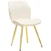 Image de Ensemble De 2 Chaises Paris Space Crème/Or - Chaises Rembourrées En Velours Synthétique Avec Dossier Ergonomique - Design Glamour Contemporain