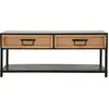 Image de Meuble Tv Hanoi 95 X 38 X 38 Cm - Meuble Tv En Métal Noir Avec Tiroirs En Bois Effet Rotin - Style Bohème Chic Moderne Et Épuré