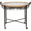 Image de Table basse Cebu 70,5 x 65 x 57 cm - Table basse avec plateau en verre, structure en rotin et roulettes - Style bohème chic moderne