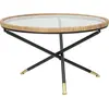 Image de Table Basse Ronde Saint Barth Ø 80 Cm En Métal, Verre Et Rotin - Finition Dorée Et Style Bohème Chic Pour Les Intérieurs