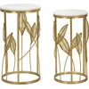 Image de Mauro Ferretti table d'appoint feuille set 2 pièces Ø 35x65,5-30x60,5 or