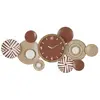 Image de Horloge Murale Bohème Chic Ethnique 50" En Fer Et Mdf Avec Composition Géométrique Ronde - Design Artistique Multicolore
