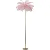 Image de Lampadaire avec abat-jour en plumes et 3 sources de lumière, hauteur 160 cm, modèle Palm L - Pink