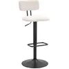 Image de Lot De 2 Tabourets De Bar Blancs Clairs, 41 X 47,5 X 85-106,5 Cm, Réglables, En Métal Et Tissu Rembourré   Style Années 70 Moderne